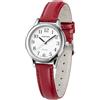 PINDOWS Orologio minimalista da donna, cassa color oro con cinturino in pelle nera, alla moda, elegante orologio analogico al quarzo per tutti i giorni, G652N4: Argento Rosso, Classico Minimalista