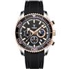 TYBERLEY Orologio da polso vintage da uomo, al quarzo, cronografo, con fasi lunari, cinturino in gomma, impermeabile, luminoso, casual, sportivo