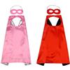 Proumhang 2 pezzi Mantello Maschera set Halloween Natale Carnevale Bambini Festa di compleanno Cosplay Performance Costume Mantello Mantelli da Supereroe per Bambini da 1 a 9 anni Rosso + Rosa