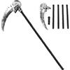 Superum Falce di Halloween - 146 cm Spaventosa Testa di Fantasma con 5 filetti, Spaventosa Falce smontabile, Accessorio per Costume di Halloween Grim Reaper, Accessorio per Adulti e Bambini