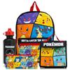 Pokémon Set da scuola con zaino Pokemon da 4 pezzi, include portapranzo, bottiglia d'acqua e astuccio, tracolla imbottita regolabile | tasca laterale in rete | set di zaini per il ritorno a scuola