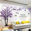guangmu Albero Adesivo da Parete, Alberi e Uccelli 3D Adesivi Murali Arts Wall Sticker Decorativi per TV Par, Camera da Letto, Ufficio(Porpora Sinistra,M-250 * 130cm)