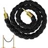 Gativs Transenne Corda 1,5m Stanchion corda Nero Cordone Intrecciato Fune Cordone Transenne Eliminacode con Ganci d'oro Barriera Della Corda per Hotel Ristorante Cinema Controllo Della Folla