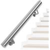 OUUTMEE - Corrimano in acciaio inox per scale 100 cm, montato a parete con supporti, tondo Ø 42 mm, corrimano interno ed esterno per soppalco, veranda, garage, terrazza