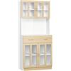 HOMCOM Credenza Cucina in Legno con 2 Cassetti e Armadietti con Ante in Vetro