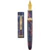 Asvine Penna stilografica in legno stabilizzato C2000 Numero 8 Pennino Stub 1,1mm Calligrafia Arte Disegno Motivo Unico Penna con Convertitore Scatola Penna Set Collezione - Tramonto