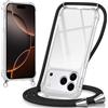 Oelrstfe Cover con Cordino per iPhone 17 Pro, Trasparente Silicone Custodia con Regolabile Collana Laccio Tracolla, Antigraffio Proteggere Case Corda per iPhone 17 Pro, Nero