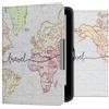 kwmobile Custodia eReader Compatibile con Tolino Vision 1/2 / 3/4 HD Cover - eBook Reader Flip Case - nero/multicolore - Mappa del mondo