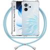 ANFAIRLACE Cover Cordino Compatibile con Oppo Reno 14 F/Reno 14 FS 5G, Custodia Cuscino d'Aria Trasparente Silicone Morbido Regolabile Antiurto Laccio Chiaro Case, Blu