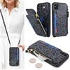 SailorTech Custodia per iPhone XS Max in Pelle Portafoglio con porta carte di credito, Cover per iPhone XS Max Cellulare Regolabile Collana con slot per carte di credito - Leopardo Nero