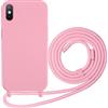 Beajew Custodia per iPhone XS Max Cover con Regolabile Rimovibile Corda da Catena Collana Necklace Antiurto Cordino Collari per iPhone XS Max, Rosa
