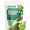 vit4ever Daily Greens & Fibre Powder - 600 g Polvere - Limone | Psillio, Spirulina, Moringa, Erba d'Orzo, Inulina, Fibra di Mela, Estratto di Curcuma, Fibra di Acacia, Lecitina - Vegan