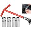IATAHI Set di Chiave Candela,5pcs Set di Chiavi per Candela di Accensione,Oumuik Presa per Candele,Chiave per Candele,Chiave Universale per Auto E Moto,Chiave a Snodo per Candele