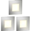ledscom.de 3 LED luce per scale/apparecchio da incasso FEX per interni ed esterni, angolare, acciaio inox, 85 x 85 mm, bianco caldo