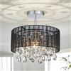 Shrine Lighting Lampadario in Cristallo, Design Moderno, Lampada da Soffitto per Ambienti, D40 x H35cm, Portalampada E27*1, Paralume in Tessuto Nero e Struttura in Finitura Cromo