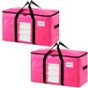 TAILI Borse da Trasloco Extra Large, Set da 2, Rosa | Con cerniere, finestre a vista e maniglie robuste, scatole guardaroba per oggetti, piumoni e vestiti