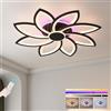 ZAITINZ Plafoniera LED Soffitto 80x80 CM,Lampadario Camera da Letto con Base RGB,70W 4200LM Dimmerabile con Telecomando,Plafoniera Soffitto Moderna per Soggiorno，Camera da letto e Casa studio,Nero