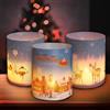 GEBETTER 12pz Portacandele da Tavolo Plastica Natale, Paralumi Candele Lanterna Lumini Tealight Copri Candele Plastica con Paesaggio Natale Decorazione Tavolo Natalizie
