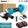 Seeiswork Smerigliatrice angolare elettrica senza spazzole da 125 mm Smerigliatrice a batteria a 3 velocità Macchina da taglio Utensile elettrico per la lavorazione del legno per batteria Makita 18v - 2pcs Battery