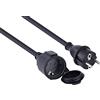 Electraline 01660 Prolunga 10 M da cantiere in gomma neoprene per esterni IP44, Cavo 10M H07RN-F 3G1.5, presa con coperchio Schuko