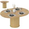 HOMCOM Tavolo da Pranzo Allungabile per 6-8 Persone con Pannelli Rimovibili, 110cm-150cm Tavolo Rotondo Allungabile con Base a Piedistallo in MDF e Acciaio, per Sala da Pranzo, Soggiorno, Color Legno