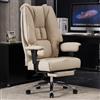 EXCEBET Sedia Ufficio Ergonomica 180kg - Poltrona Direzionale Big & Tall, Sedile a Molle Insacchettate da 14cm (Comfort Divano), Pelle PU con Schienale Alto e Supporto Lombare (Beige)