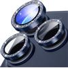 Diruite Pellicola Obiettivo Fotocamera per iPhone 17 Pro/17 Pro Max Vetro Temperato Lens Protector,HD Antigraffio Vetro Fotocamera+Decorazioni Scintillanti Protezione Lente,Blu profondo-Scintillanti