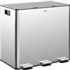 HOMCOM Cestino della Spazzatura con 3 x 20 L Scomparti, Coperchi Deodoranti, anti-impronte digitali, Soft-Close, estraibile, Argento | Aosom Italy