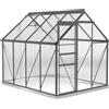 Outsunny Serra in Policarbonato e Alluminio con Finestra Apribile e Porta Scorrevole, 190x253x199 cm, Grigio Scuro | Aosom Italy