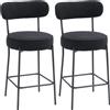 HOMCOM Set di 2 sgabelli da bar in tessuto bouclé, con schienale curvo, poggiapiedi, 49x52x95cm, Nero | Aosom Italy