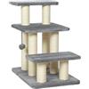 PawHut Scaletta per Cani e Gatti con 3 Scalini in Peluche e Pali Tiragraffi in Sisal, Capacità 10 kg, Grigio | Aosom Italy