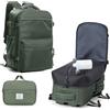 BOXSAM Zaino Sottovuoto Viaggio Con Pompa Zaino Ryanair 40x30x25 Aereo Bagaglio a Mano Zaini 14 Pollici Porta PC Casual Impermeabile Daypack Borsa da Cabina per Donna Uomo Verde