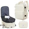 BOXSAM Zaino Sottovuoto Viaggio Con Pompa Zaino Easyjet 45x36x20 Aereo Bagaglio a Mano Zaini 15.6 Pollici Porta PC Casual Impermeabile Daypack Borsa da Cabina per Donna Uomo Beige