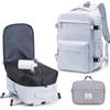 BOXSAM Zaino Sottovuoto Viaggio Con Pompa Zaino Easyjet 45x36x20 Aereo Bagaglio a Mano Zaini 15.6 Pollici Porta PC Casual Impermeabile Daypack Borsa da Cabina per Donna Uomo Grigio