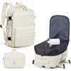 BOXSAM Zaino Sottovuoto Viaggio Con Pompa Zaino Ryanair 40x30x25 Aereo Bagaglio a Mano Zaini 14 Pollici Porta PC Casual Impermeabile Daypack Borsa da Cabina per Donna Uomo Beige