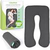 COSMOPLUS Federa per cuscino a forma di U per la maternità, tessuto jersey elasticizzato e traspirante, fornisce supporto per il sonno e la gravidanza, grigio melange