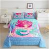 Loussiesd Set di piumone con sirena glitterata per bambini ragazzi ragazze oceano Trapuntaset per trapunte set per creatura e piumino per letto 135x200cm
