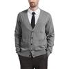Kallspin Maglione da Uomo Cardigan con Scollo a V in Lana(Grigio Chiaro,4XL)