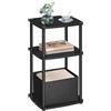 SONGMICS HOME Tavolino, Comodino, 3 Ripiani, Cestino in Tessuto, per Camera da Letto, Soggiorno, Struttura in Acciaio, 30 x 34 x 58 cm, Moderno, Nero Ebano LET286B01