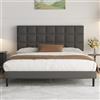 Yocreat Letto imbottito 140 x 200 cm, letto matrimoniale, telaio con testiera e rete a doghe, altezza 30 cm, grigio scuro