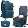 BOXSAM Zaino Sottovuoto Viaggio Con Pompa Zaino Ryanair 40x30x25 Aereo Bagaglio a Mano Zaini 14 Pollici Porta PC Casual Impermeabile Daypack Borsa da Cabina per Donna Uomo Blu