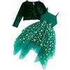 Yanmucy Vestito da ragazza con cardigan, in velluto, per feste, in tulle multistrato e tulle, per Natale, per bambini, vestiti per feste per 2-8 anni, Verde, 2-3 Anni