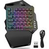 Zunate Tastiera da Gioco a Una Mano Wireless, 2.4G Wireless Rainbow Letters Tastiera a Una Mano con Luce Colorata RGB Tastiera da Gioco a 35 Tasti per Mano Sinistra, Tastiera Ergonomica con Sensazione Meccan