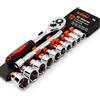 KATSU Tools KATSU Set di Chiavi a Bussola 3/8 12 Pezzi, Unità Metrica da 10-24mm con Chiave a Cricchetto a Sgancio Rapido a 24 Denti e Barra di Prolunga da 6, Strumento di Riparazione Automatica 420341