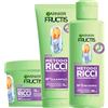 Garnier Fructis Metodo Ricci Shampoo 200ml + Maschera 370ml + Pre-Shampoo 200ml Kit per Ravvivare il Ricci Ridurre il Crespo e Idratare con Burro di Karité e Acido Ialuronico Formula Vegana - Set da 3