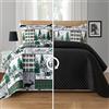 Elegant Comfort 3-Piece Holiday Rustic Plaid Patchwork Reversible Quilt - Soft Bedspread with Matching Pillow Shams, Heavy Weight Premium Stitching All Season Quilted Coverlet - Queen, Forest