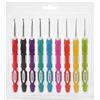 Pssopp 9 pezzi uncinetti per maglieria aghi lisci strumenti impugnatura ergonomica in plastica ganci in alluminio kit ferri da maglia accessori per utensili per maglieria tessitura artigianale (# 2)
