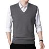 KUYIGO Uomo Pullover con Scollo a V Gilet Senza Maniche in Maglia Leggera M Grigio Chiaro