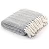 vidaXL Copriletto in Cotone Trama a Spina di Pesce Grigio Copridivano Plaid