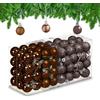 Relaxdays Palline di Natale, Set da 96 Palle Opache, Lucide, Glitterate, HxD: 4x3 cm, Addobbi Albero Natalizi, Marrone